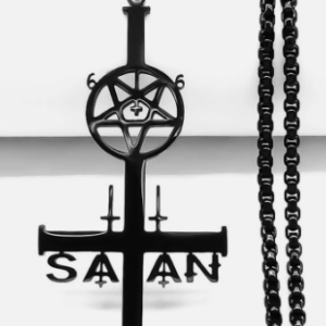 a.ab cross with star and 666 supernatural charged Black